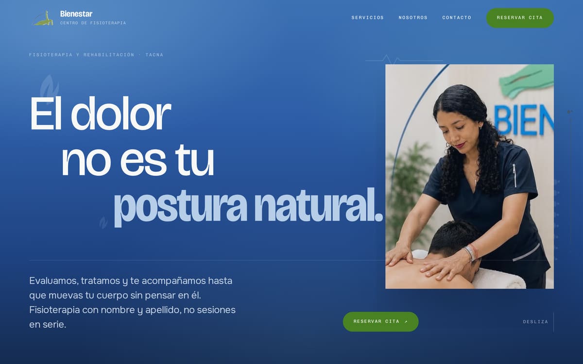 Captura de la web de Fisioterapia Bienestar